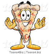 Illustration of a Cartoon Cheese Pizza Mascot with Welcoming Open Arms by Mascot Junction