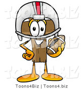 Illustration of a Cartoon Christian Cross Mascot in a Helmet, Holding a Football by Mascot Junction