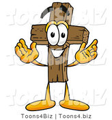 Illustration of a Cartoon Christian Cross Mascot with Welcoming Open Arms by Mascot Junction