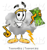 Illustration of a Cartoon Cloud Mascot Holding a Dollar Bill by Mascot Junction