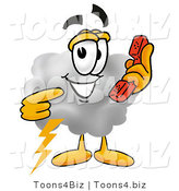 Illustration of a Cartoon Cloud Mascot Holding a Telephone by Mascot Junction