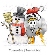 Illustration of a Cartoon Cloud Mascot with a Snowman on Christmas by Mascot Junction