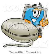 Illustration of a Cartoon Computer Mascot with a Computer Mouse by Mascot Junction