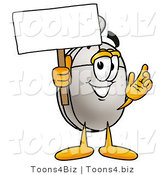 Illustration of a Cartoon Computer Mouse Mascot Holding a Blank Sign by Mascot Junction