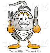 Illustration of a Cartoon Computer Mouse Mascot Holding a Knife and Fork by Mascot Junction