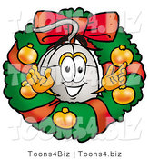 Illustration of a Cartoon Computer Mouse Mascot in the Center of a Christmas Wreath by Mascot Junction