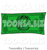 Illustration of a Cartoon Computer Mouse Mascot on a Dollar Bill by Mascot Junction