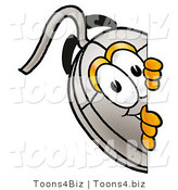 Illustration of a Cartoon Computer Mouse Mascot Peeking Around a Corner by Mascot Junction