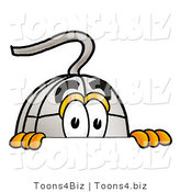 Illustration of a Cartoon Computer Mouse Mascot Peeking over a Surface by Mascot Junction