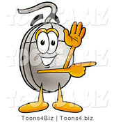 Illustration of a Cartoon Computer Mouse Mascot Waving and Pointing by Mascot Junction