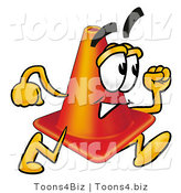 Illustration of a Cartoon Construction Safety Cone Mascot Running by Mascot Junction