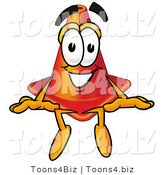 Illustration of a Cartoon Construction Safety Cone Mascot Sitting by Mascot Junction