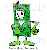 Illustration of a Cartoon Dollar Bill Mascot Pointing at the Viewer by Mascot Junction