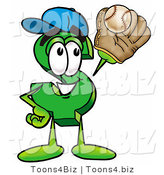 Illustration of a Cartoon Dollar Sign Mascot Catching a Baseball with a Glove by Mascot Junction