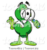 Illustration of a Cartoon Dollar Sign Mascot Looking Through a Magnifying Glass by Mascot Junction