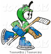 Illustration of a Cartoon Dollar Sign Mascot Playing Ice Hockey by Mascot Junction
