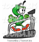 Illustration of a Cartoon Dollar Sign Mascot Walking on a Treadmill in a Fitness Gym by Mascot Junction