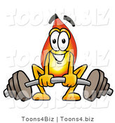 Illustration of a Cartoon Fire Droplet Mascot Lifting a Heavy Barbell by Mascot Junction