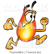 Illustration of a Cartoon Fire Droplet Mascot Running by Mascot Junction