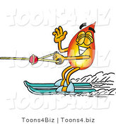 Illustration of a Cartoon Fire Droplet Mascot Waving While Water Skiing by Mascot Junction