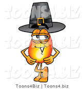 Illustration of a Cartoon Fire Droplet Mascot Wearing a Pilgrim Hat on Thanksgiving by Mascot Junction