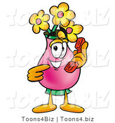 Illustration of a Cartoon Flowers Mascot Holding a Telephone by Mascot Junction