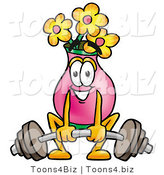 Illustration of a Cartoon Flowers Mascot Lifting a Heavy Barbell by Mascot Junction