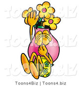 Illustration of a Cartoon Flowers Mascot Plugging His Nose While Jumping into Water by Mascot Junction