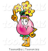 Illustration of a Cartoon Flowers Mascot Pointing Upwards by Mascot Junction