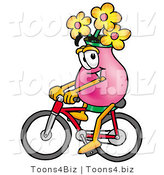 Illustration of a Cartoon Flowers Mascot Riding a Bicycle by Mascot Junction