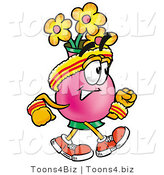 Illustration of a Cartoon Flowers Mascot Speed Walking or Jogging by Mascot Junction