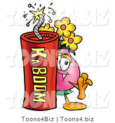 Illustration of a Cartoon Flowers Mascot Standing with a Lit Stick of Dynamite by Mascot Junction