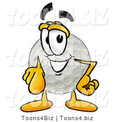 Illustration of a Cartoon Golf Ball Mascot Pointing at the Viewer by Mascot Junction