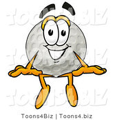 Illustration of a Cartoon Golf Ball Mascot Sitting by Mascot Junction