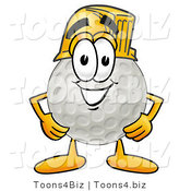 Illustration of a Cartoon Golf Ball Mascot Wearing a Helmet by Mascot Junction