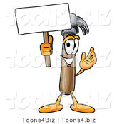 Illustration of a Cartoon Hammer Mascot Holding a Blank Sign by Mascot Junction