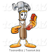 Illustration of a Cartoon Hammer Mascot Holding a Telephone by Mascot Junction