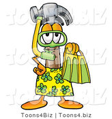 Illustration of a Cartoon Hammer Mascot in Green and Yellow Snorkel Gear by Mascot Junction