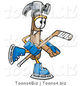 Illustration of a Cartoon Hammer Mascot Playing Ice Hockey by Mascot Junction