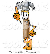 Illustration of a Cartoon Hammer Mascot Pointing Upwards by Mascot Junction