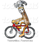 Illustration of a Cartoon Hammer Mascot Riding a Bicycle by Mascot Junction