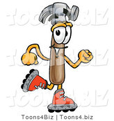 Illustration of a Cartoon Hammer Mascot Roller Blading on Inline Skates by Mascot Junction