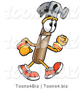 Illustration of a Cartoon Hammer Mascot Speed Walking or Jogging by Mascot Junction