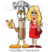 Illustration of a Cartoon Hammer Mascot Talking to a Pretty Blond Woman by Mascot Junction