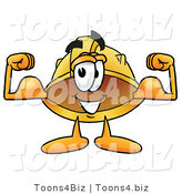 Illustration of a Cartoon Hard Hat Mascot Flexing His Arm Muscles by Mascot Junction