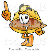 Illustration of a Cartoon Hard Hat Mascot Pointing Upwards by Mascot Junction