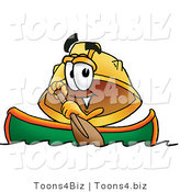 Illustration of a Cartoon Hard Hat Mascot Rowing a Boat by Mascot Junction