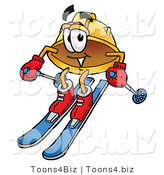 Illustration of a Cartoon Hard Hat Mascot Skiing Downhill by Mascot Junction