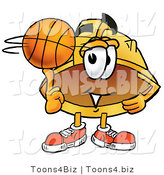 Illustration of a Cartoon Hard Hat Mascot Spinning a Basketball on His Finger by Mascot Junction