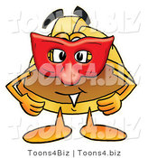 Illustration of a Cartoon Hard Hat Mascot Wearing a Red Mask over His Face by Mascot Junction